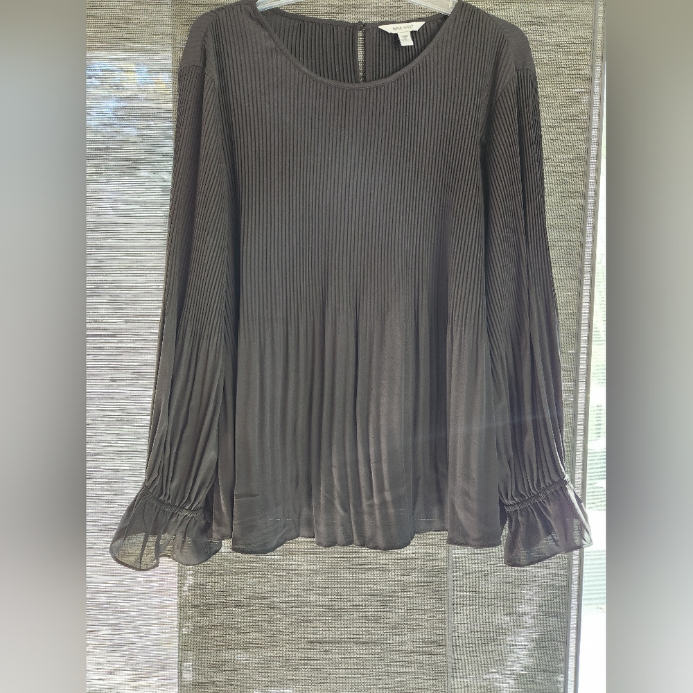 Nine West NWT Black Pleated Blouse